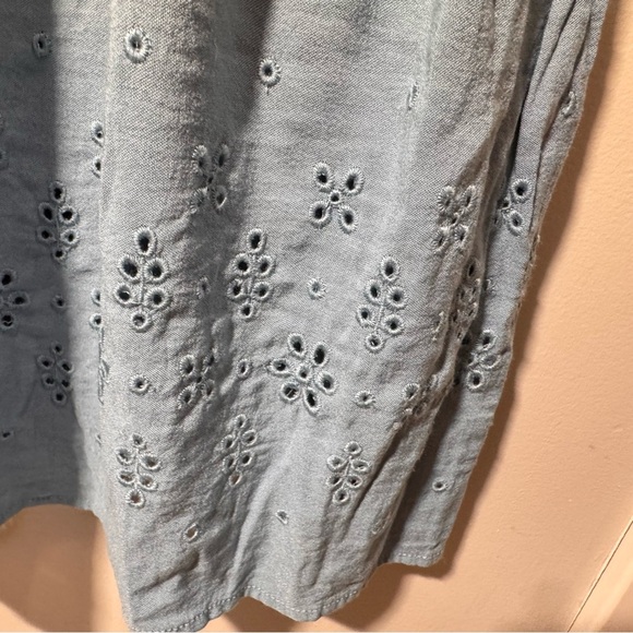 By the River Blue Smocked Tiered Dress Ruffle Straps Eyelet Detail Size Small - Picture 7 of 10